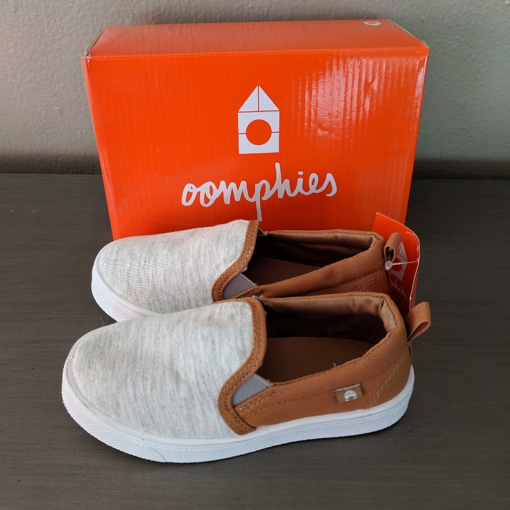 Oomphries Tan Grey Slip On Sneakers